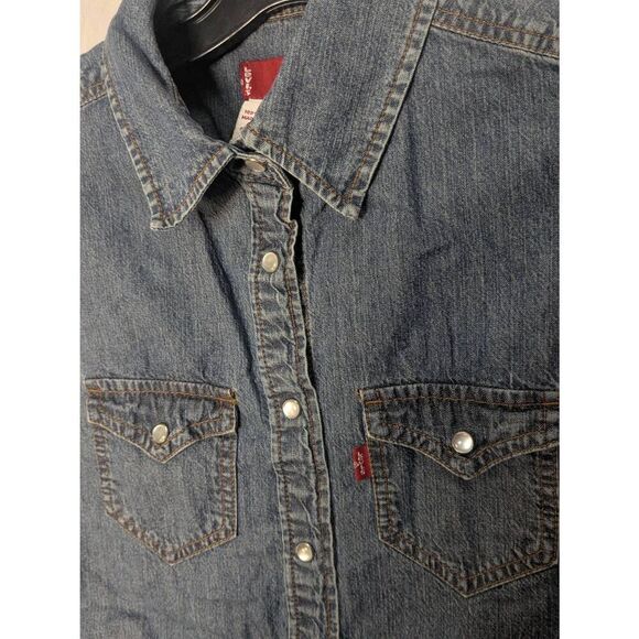 Vintage Levis Light Denim Pearl Snap Yoked Vest S Small - Picture 7 of 7